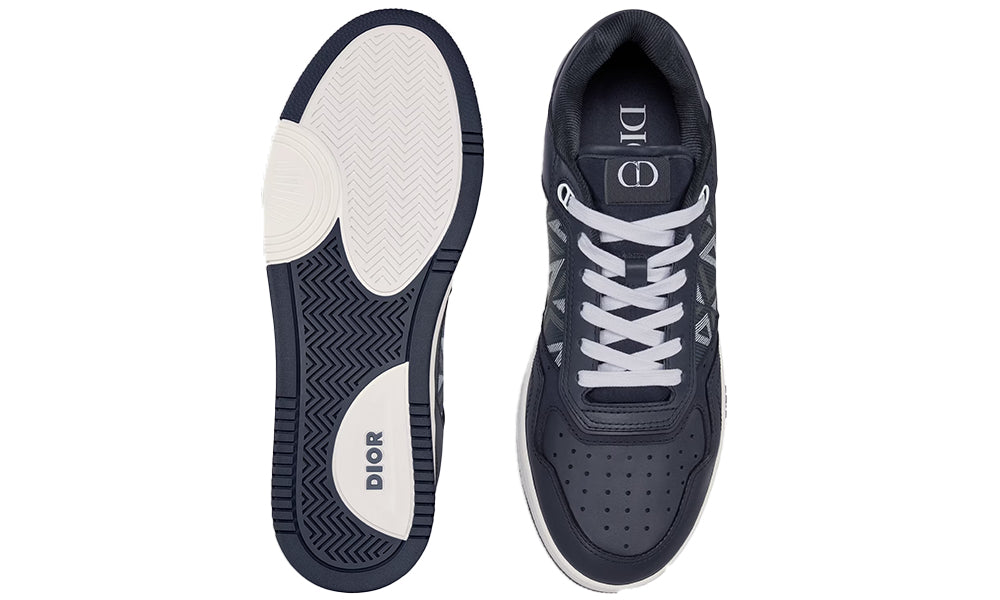 B27 Low-top Sneaker Navy Blue Smooth Calfskin And Cd Diamond Canvas