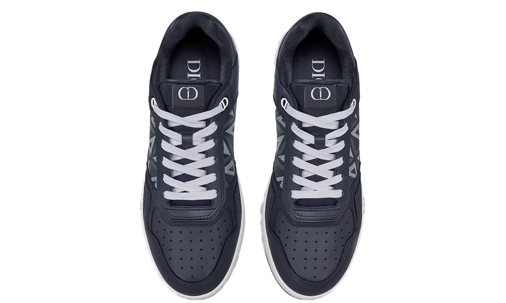 B27 Low-top Sneaker Navy Blue Smooth Calfskin And Cd Diamond Canvas
