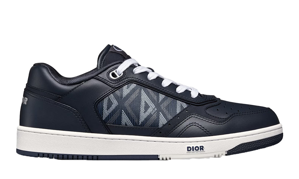 B27 Low-top Sneaker Navy Blue Smooth Calfskin And Cd Diamond Canvas